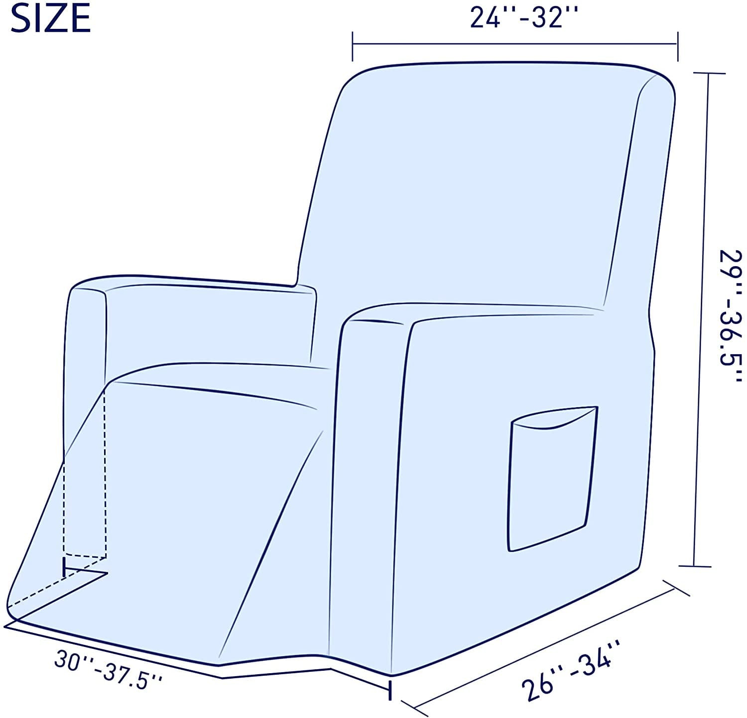 Subrtex Stretch 1-Piece Textured Grid Recliner Slipcover, Khaki