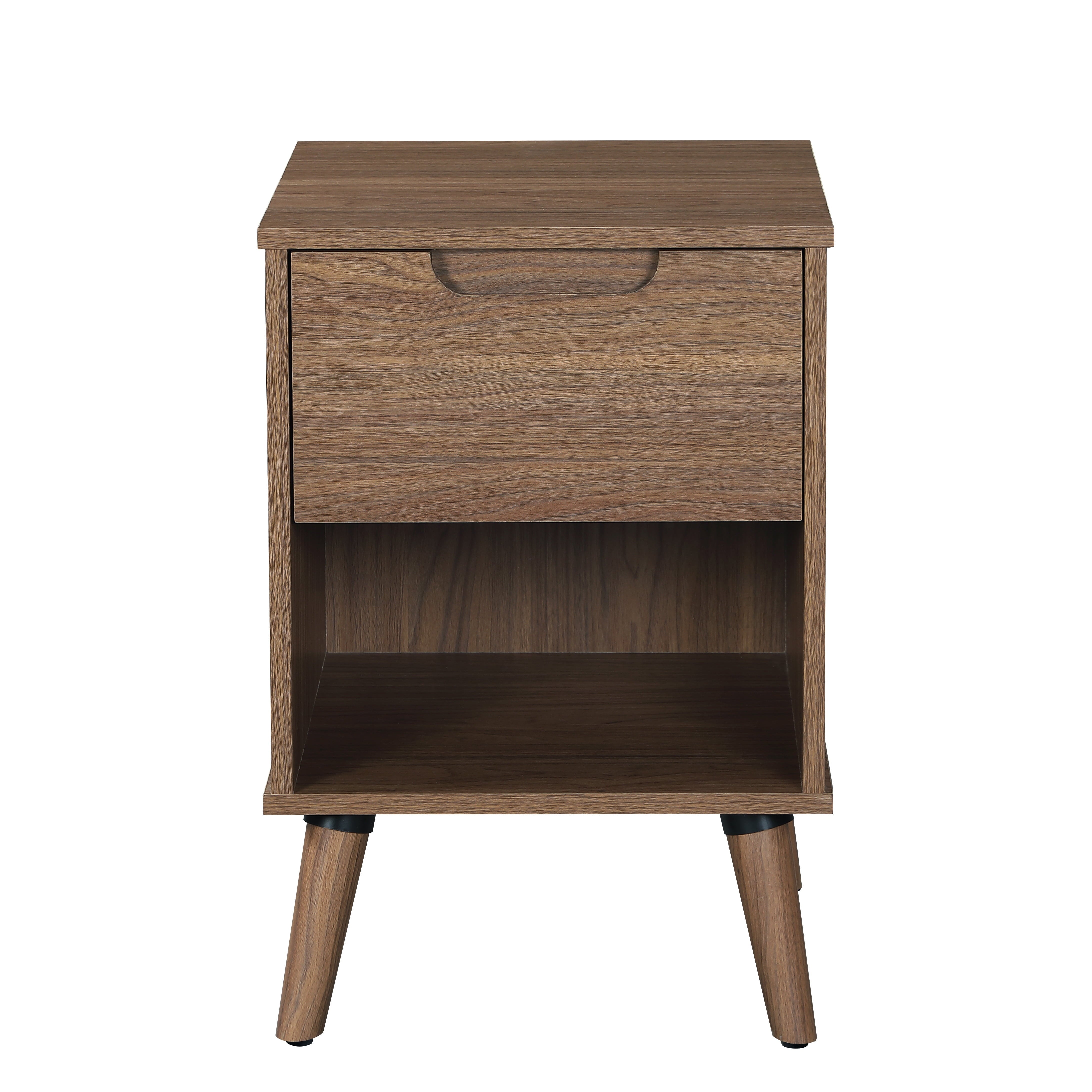 Mainstays Modern 1 Drawer Bedroom Nightstand, Brown Walnut