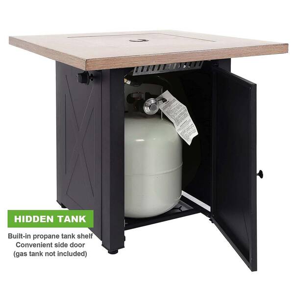 28 in. Brown Square Metal Steel Fire Pit Table