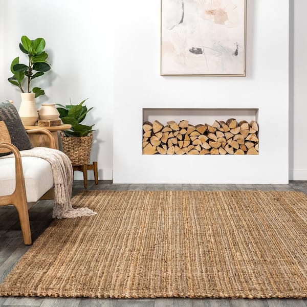 Ashli Solid Jute Natural 8 ft. x 10 ft. Area Rug
