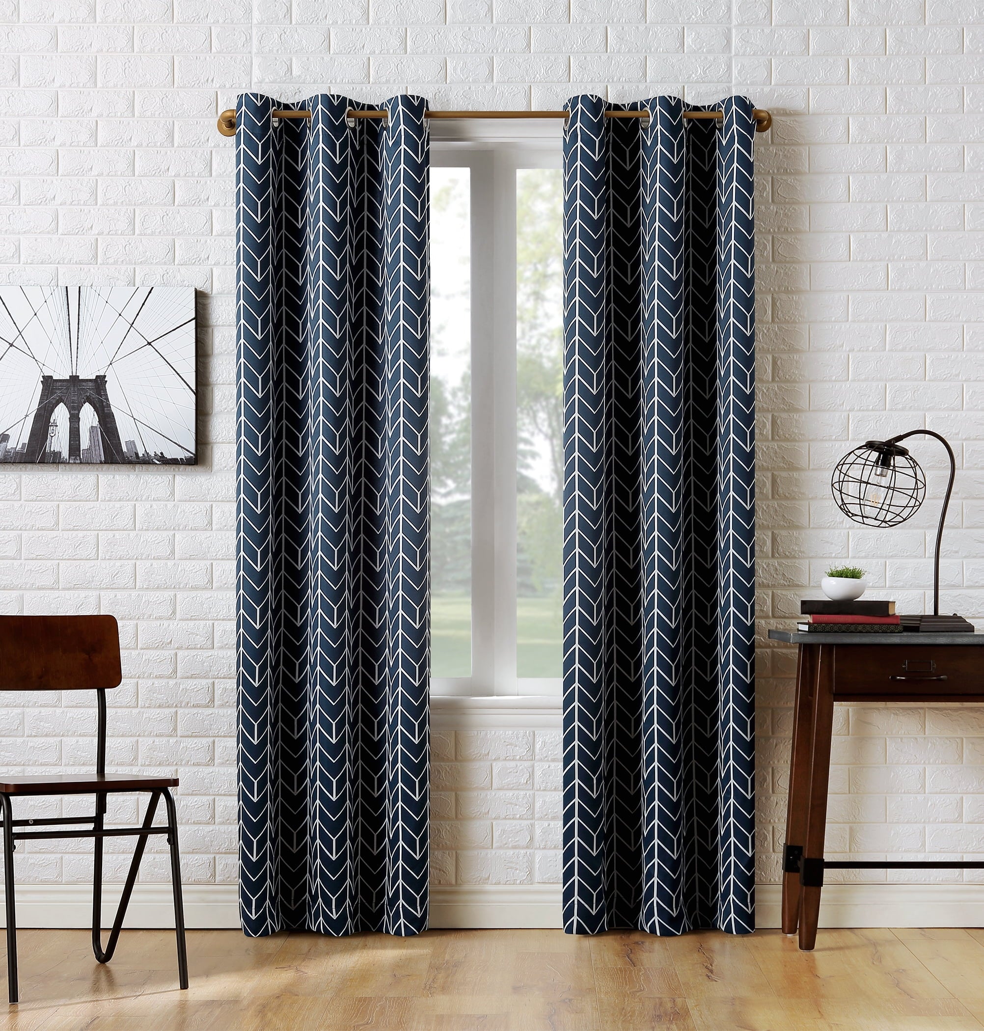 Sun Zero Kenwood Chevron Blackout Grommet Curtain Panel, 40