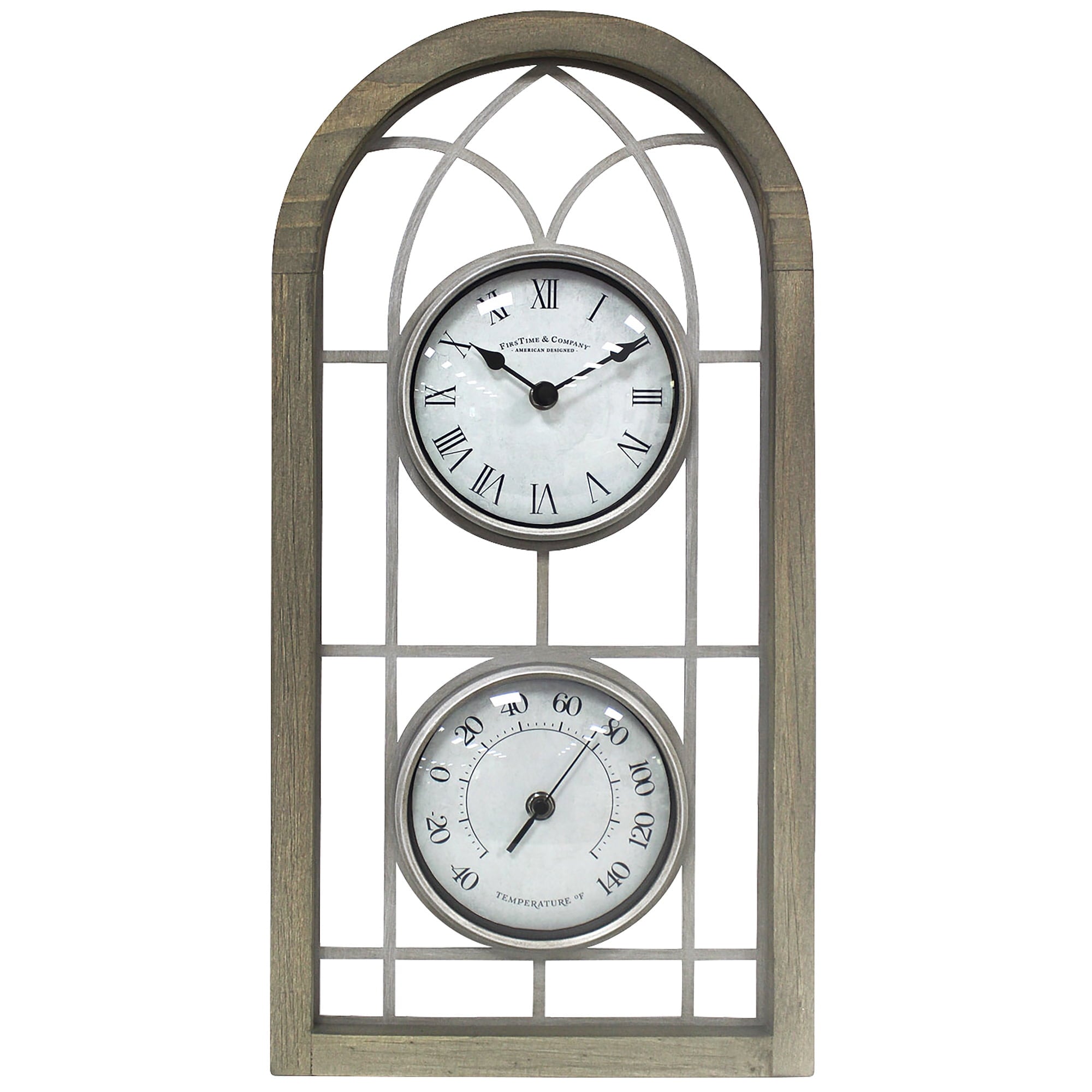 FirsTime & Co.® Brown Farmhouse Arch Outdoor Clock, Farmhouse, Analog, 10 x 2 x 20 in