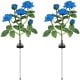 Rirool 2-Pack Outdoor Solar Powered Rose Flower Stake Lights - 20 Flowers, Waterproof, for Landscape Pathway Garden Patio Yard Walkway Decoration - Red