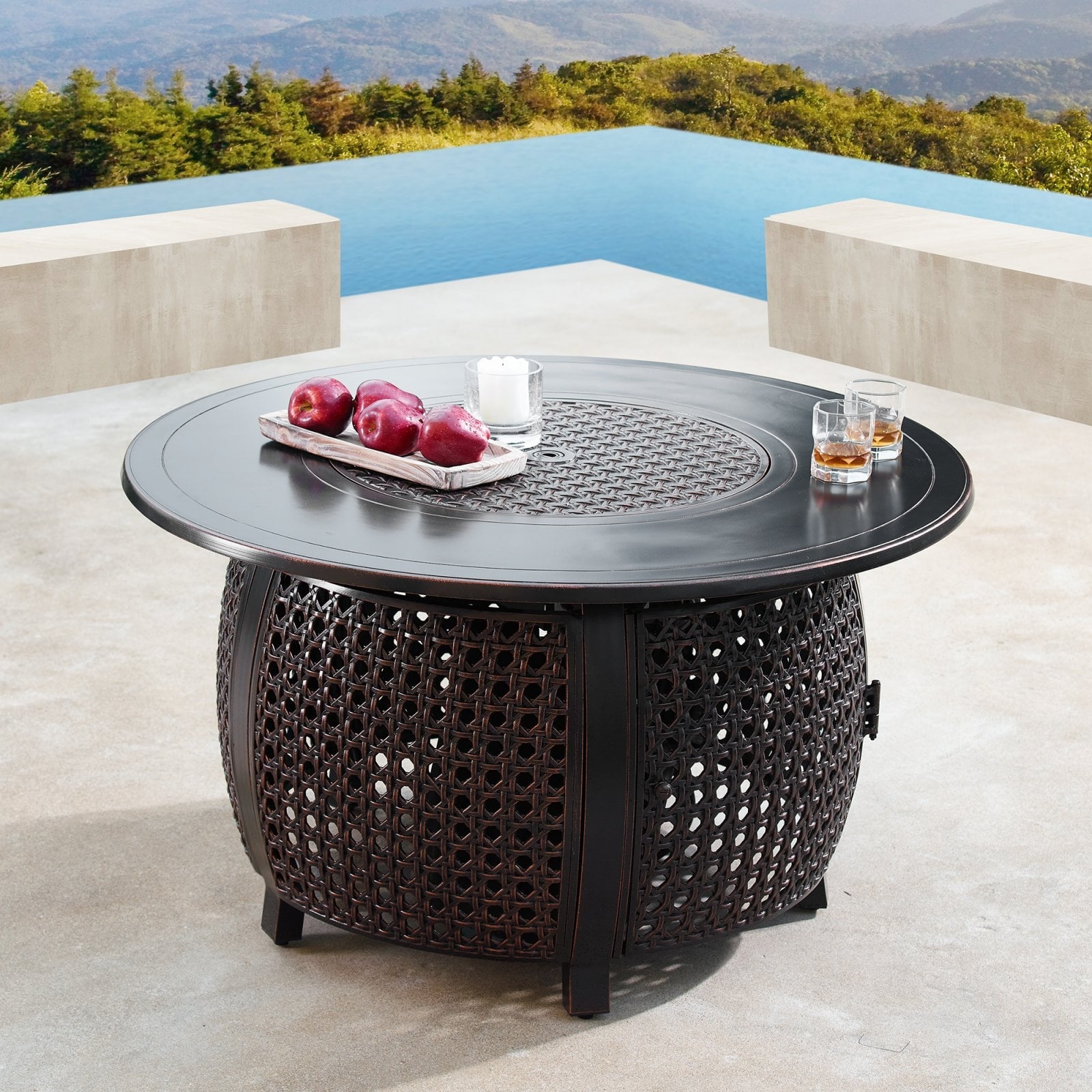 Oakland Living Cliff 44 in. Round Propane Fire Pit Table