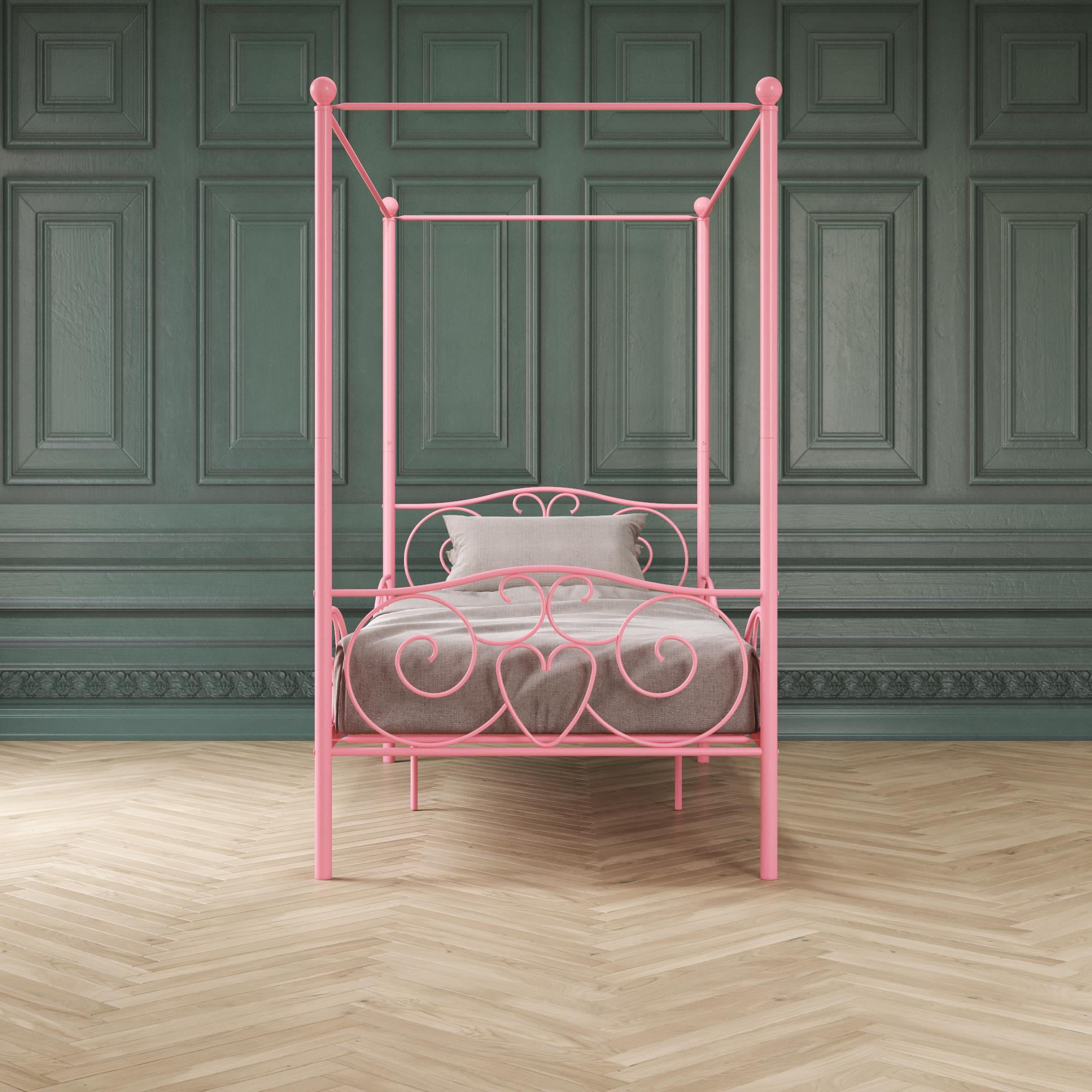 DHP Canopy Metal Bed, Twin, Pink