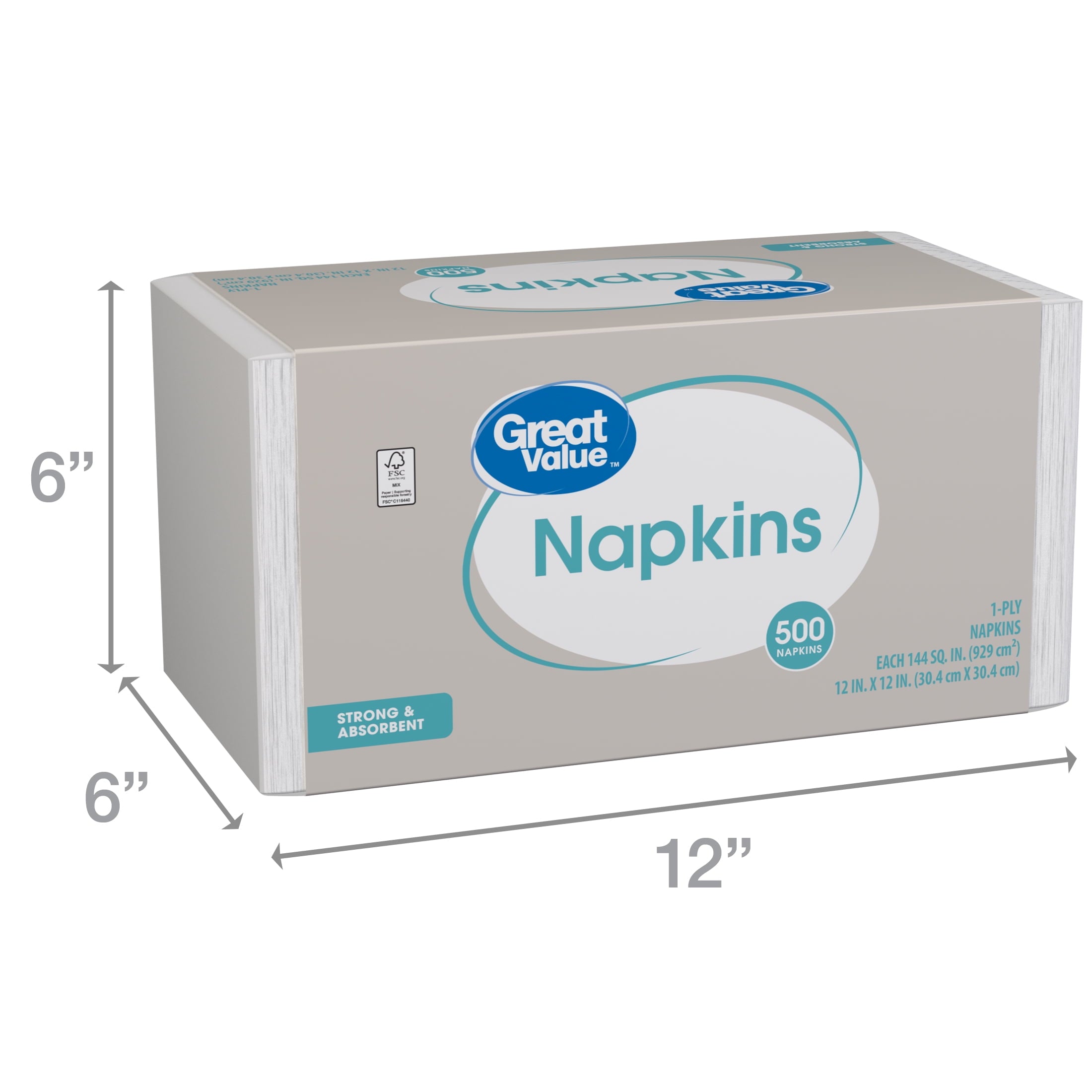 Great Value Disposable Paper Napkins, White, 500 Count