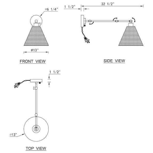 Black Woven Rattan Plug-in Swing Arm Wall Lamp with On/Off Switch