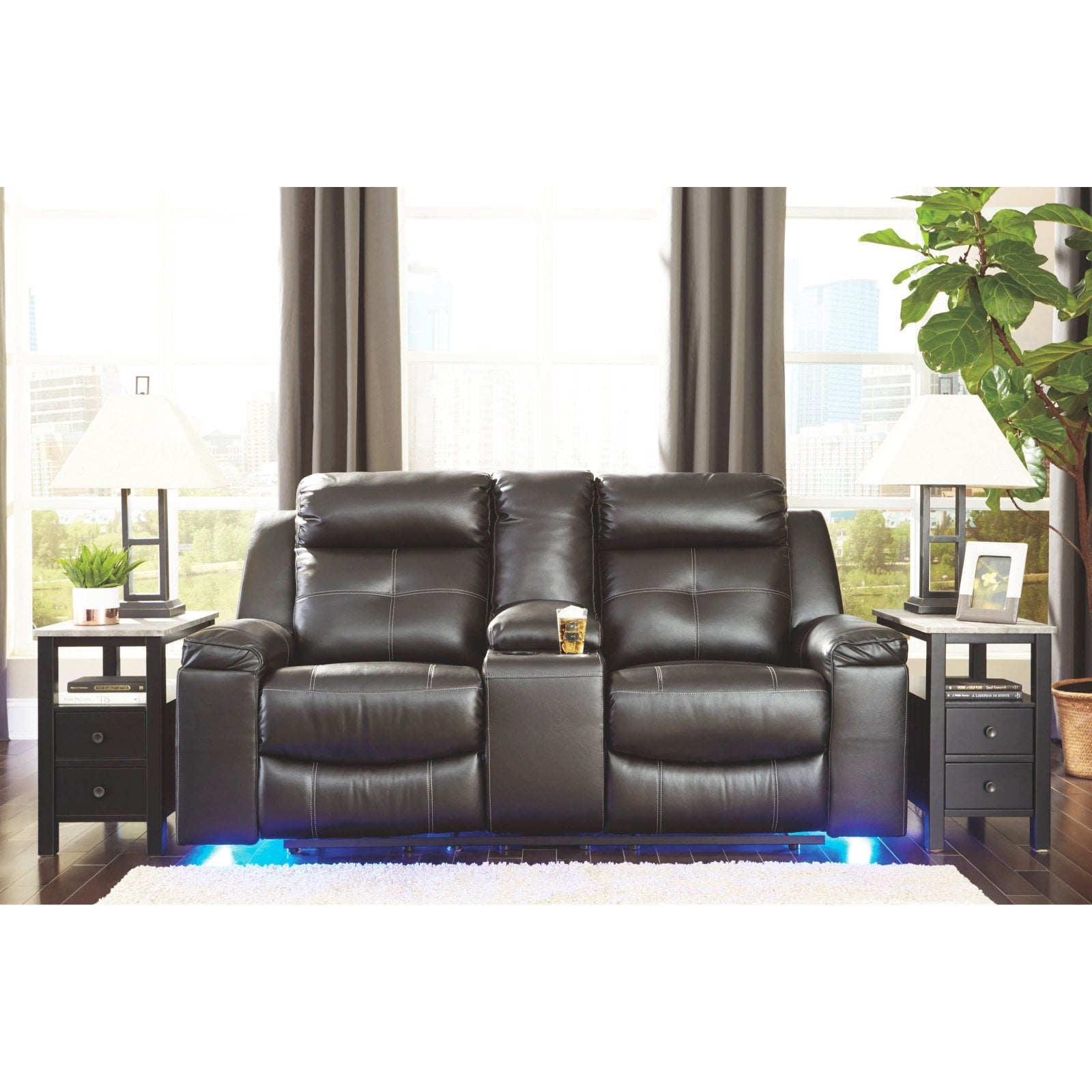 Signature Design by Ashley Kempten Double Reclining Loveseat with Console