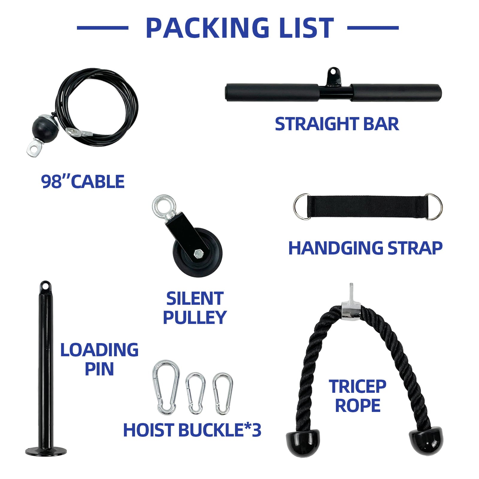 Fitness LAT and Lift Pulley System, Lat Pull Down Cable Machine with Adjustable Cable for Gym, Pulley Cable Machine System, Home Gym Workout Equipment