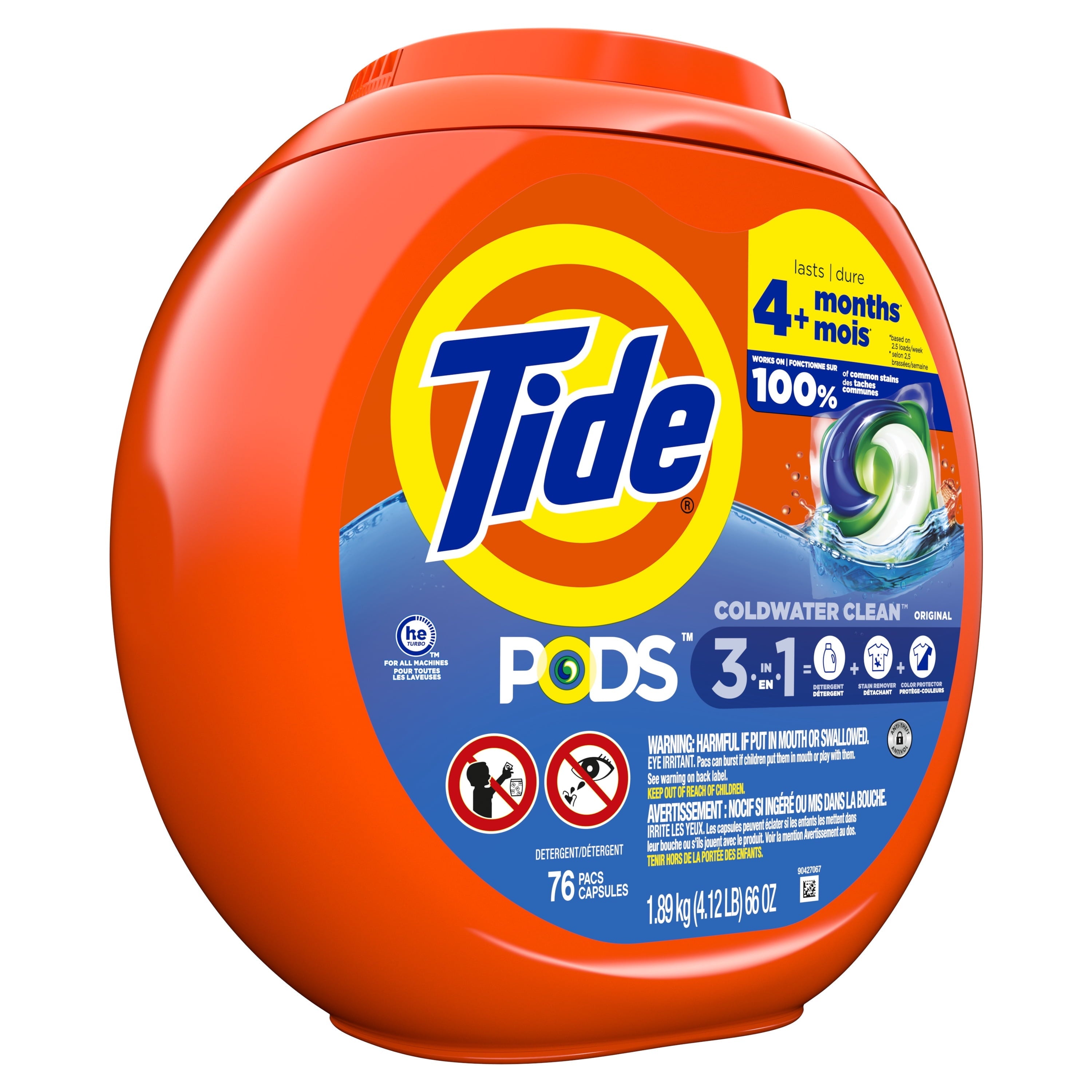 Tide Pods Laundry Detergent Soap Packs, Original Scent, 76 Ct