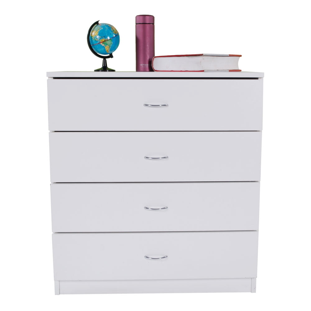 UBesGoo 4-Drawer Dresser Pure White with Metal Handles Bedside Night Stand Bedroom, White
