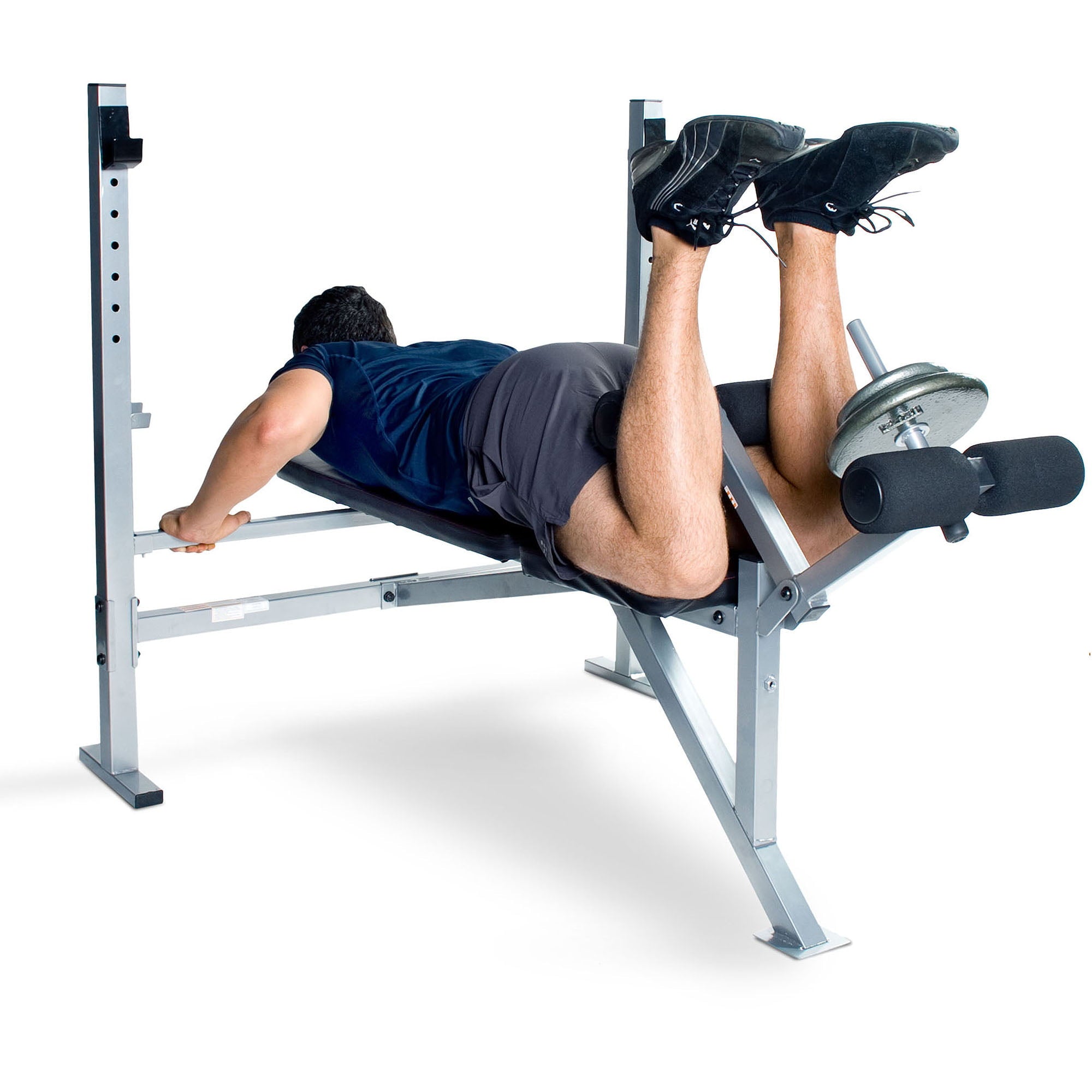 CAP Strength Deluxe Mid-Width Weight Bench with Leg Attachment (500lb Capacity), Black and Gray