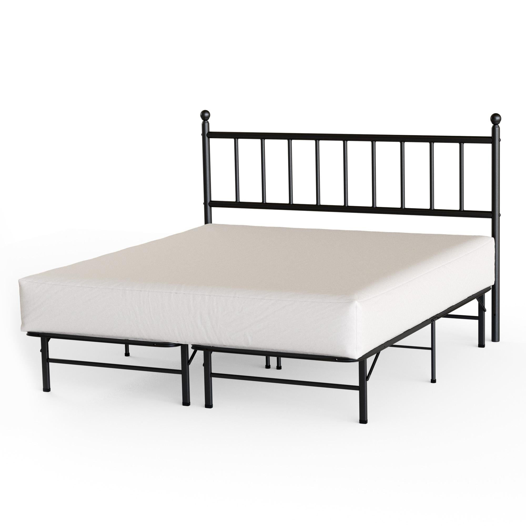 Rest Haven Steel Vertical Bar Metal Headboard, Black, Queen