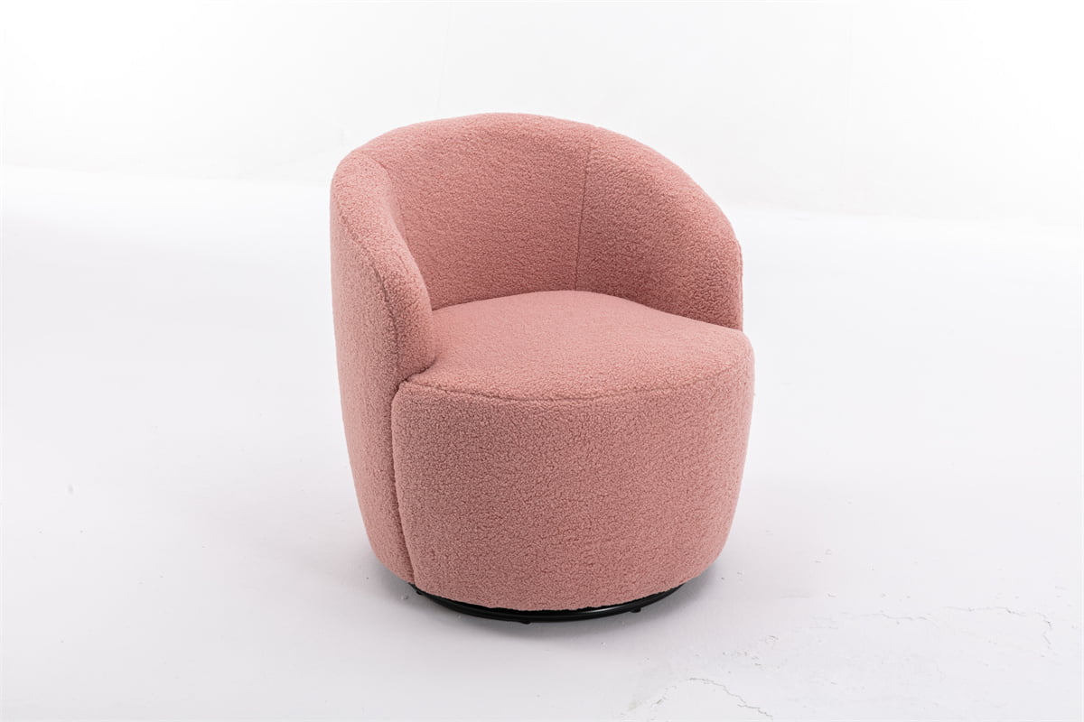 Swivel Accent Chair,Modern 360°Swivel Barrel Chair Leisure Chair,Accent Round Barrel Chair Reading Chair,Round Bucket Arm Chair with Comfy Tufted Back for Living Room Bedroom,Light Pink