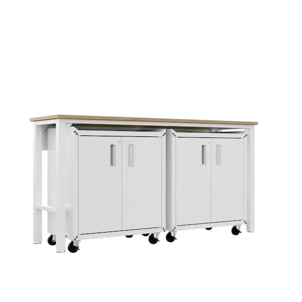 Fortress 72.4 in. W x 37.6 in. H x 20.5 in. D Mobile Space-Saving Garage Storage System 1.0 in White (3-Piece)