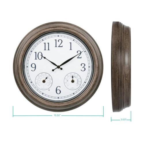 La Crosse Technology Analog Clock Lighted Leaves Frame Temp/Humidity 15.5 in. W