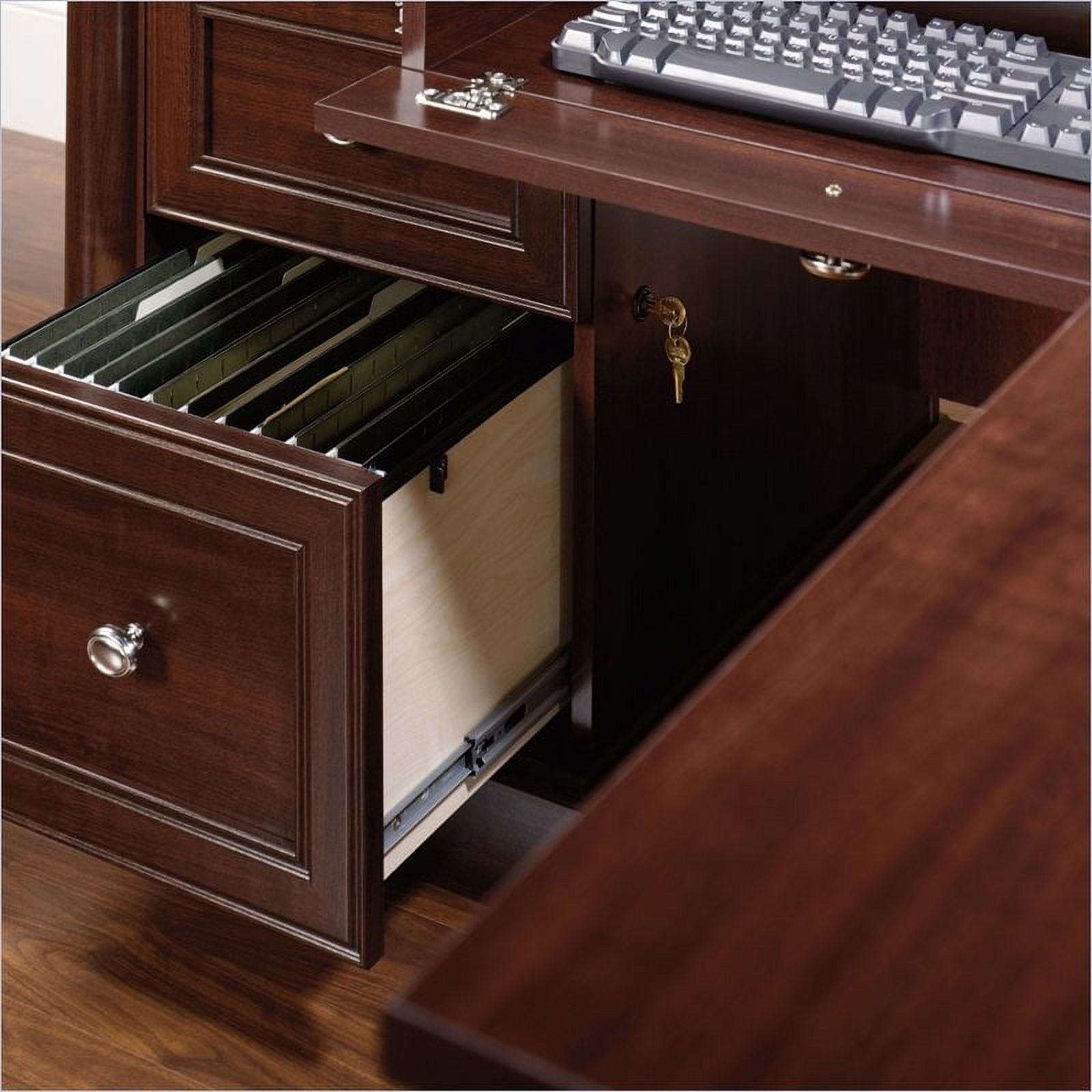 Sauder Palladia L-Shaped Desk, Select Cherry Finish
