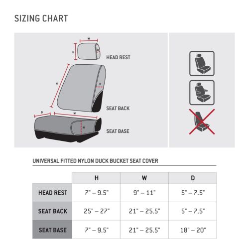 Carhartt - Carhartt Universal Fitted Nylon Duck Bucket Seat Cover, Gravel, OS