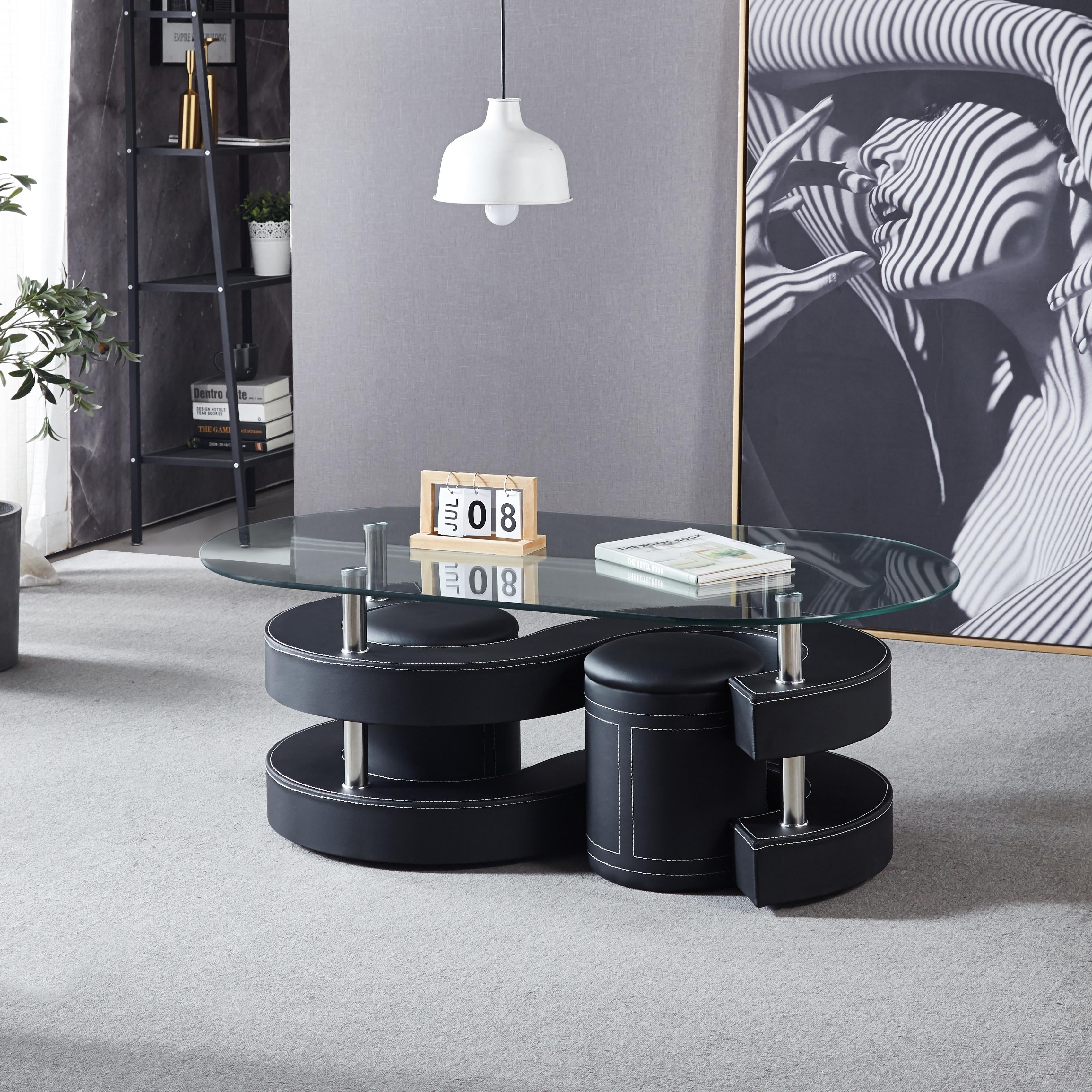 BaytoCare 3 Pieces Coffee Table Set, Oval 10mm/0.39