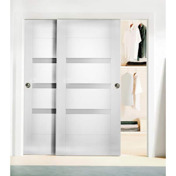 48 in. x 96 in. Single Panel White Solid MDF Sliding Doors with Bypass Top Mount Kit