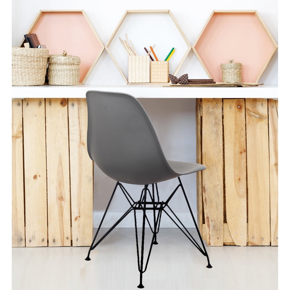 GIA Design Group Dark Gray Dining Room Kitchen Chairs with Black Legs,Set of 6