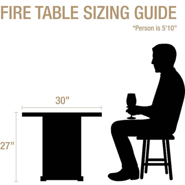 Warren 30 in. x 27 in. Square Steel Propane Gas Fire Pit Table in Hammered Bronze with Glass Fire Rocks