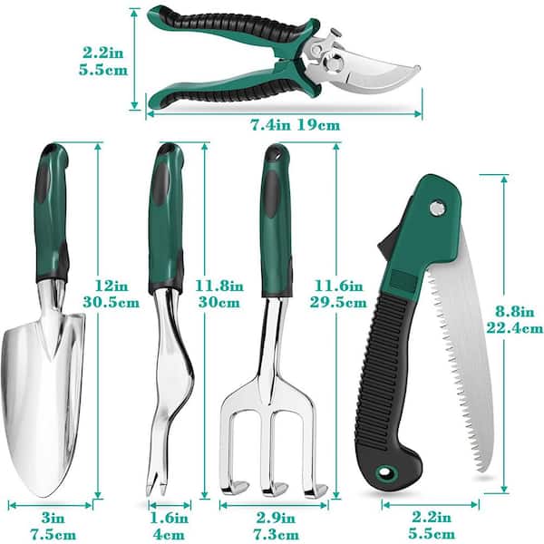 5-Piece Aluminum Alloy Steel Hand Tool Starter Kit, Garden Tool Set