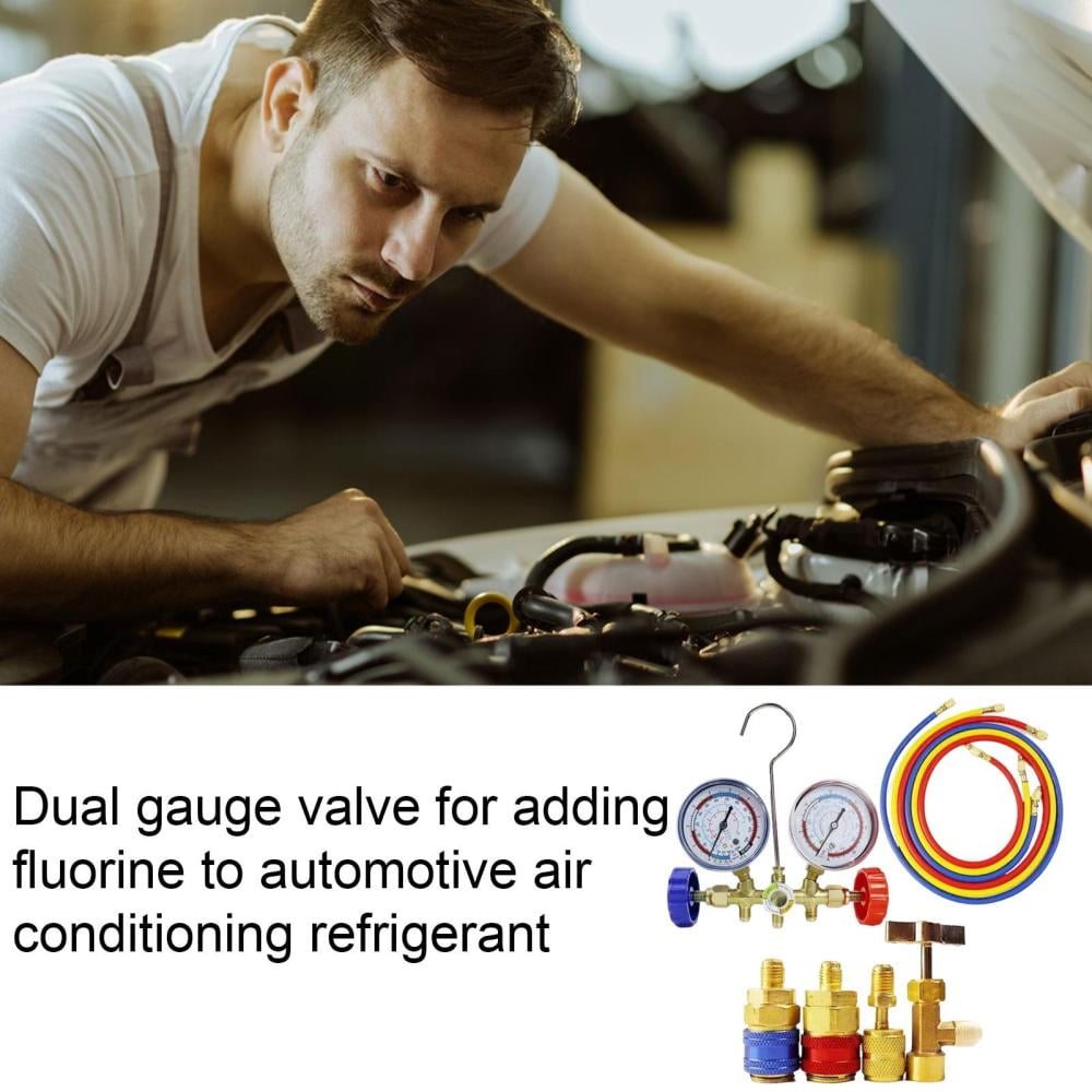 Ac Diagnostic Tool | Ac Charging Manifold Car Ac Gauges | Double Meter with Adapter for Automotive Air Conditioning, Car A/C System, Cooling Systems Diagnostics