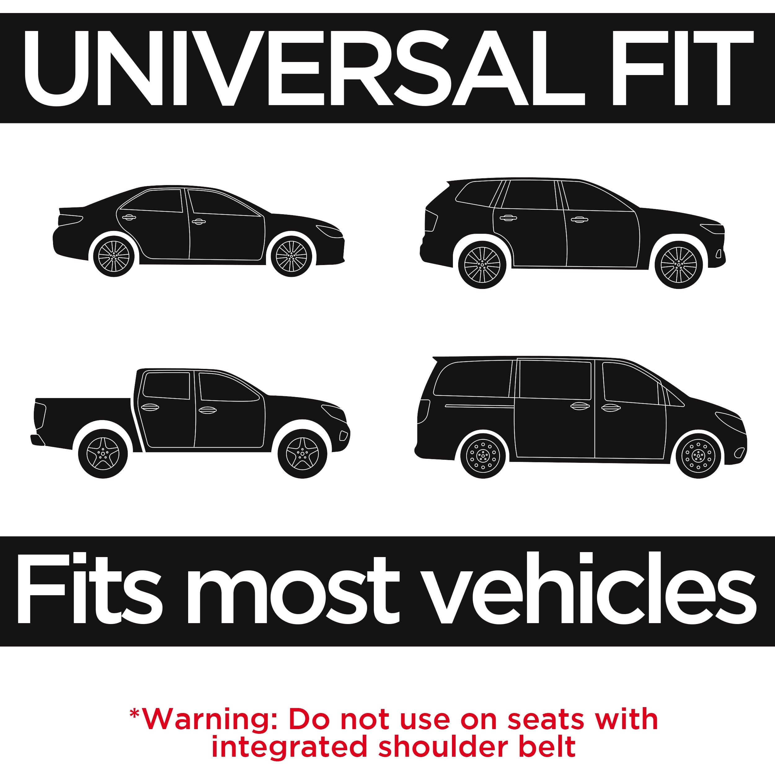 Auto Drive 2 Piece Car Seat Covers and Headrest Covers, Black Red Universal Fit