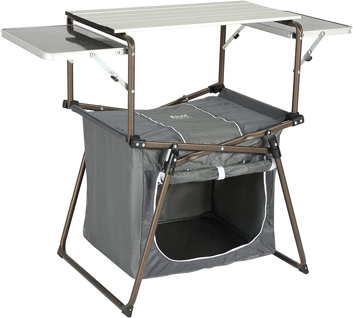Folding Kitchen Lightweight Portable Aluminum Storage and Carry Bag, Camp Cook Station, Foldable Grill Table for BBQ, Picnic, Backyard, 42.13X13.58X31.3/33.46 inches, Gray
