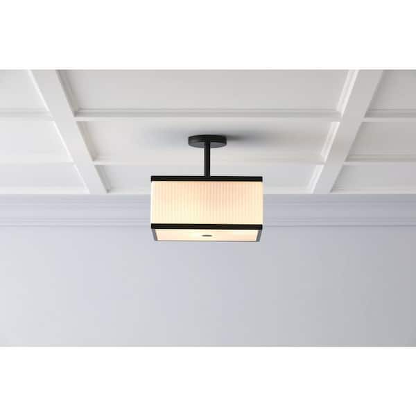 Ashbury 13 in. 3-Light Black Square Flush Mount