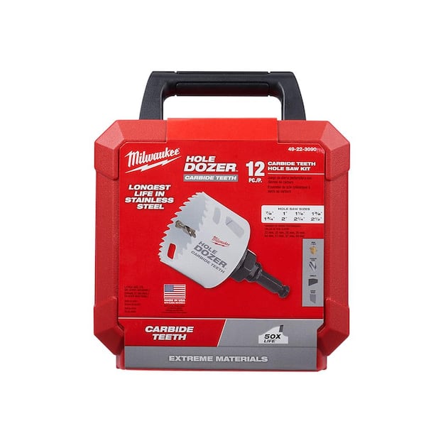 Hole Dozer Carbide Hole Saw Set with SHOCKWAVE Impact Duty Driver Steel Bit Set (62-Piece)