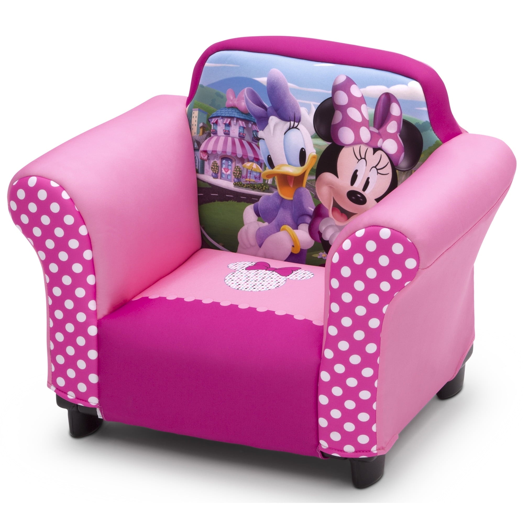 Delta Children Disney Minnie Mouse Kids Upholstered Chair with Sculpted Plastic Frame