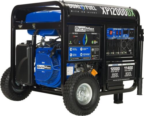 DuroMax 12000-W Portable RV Ready Dual Fuel Generator, Electric Start, CO Sensor