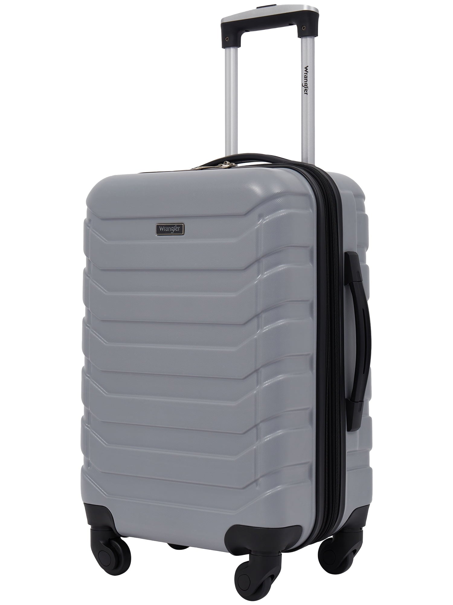 Wrangler 4 Piece Rolling Hardside Luggage Set, Sharkskin