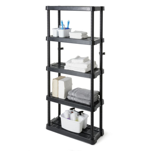 Gracious Living 5 Shelf Adjustable Ventilated Medium Duty Shelving Unit, Black