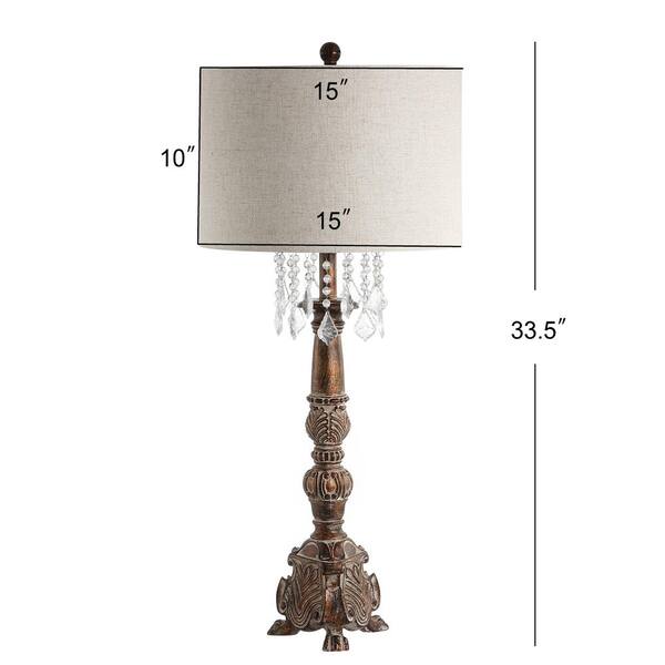 Carlisle 33.5 in. Antique Brown Resin/Acrylic LED Table Lamp