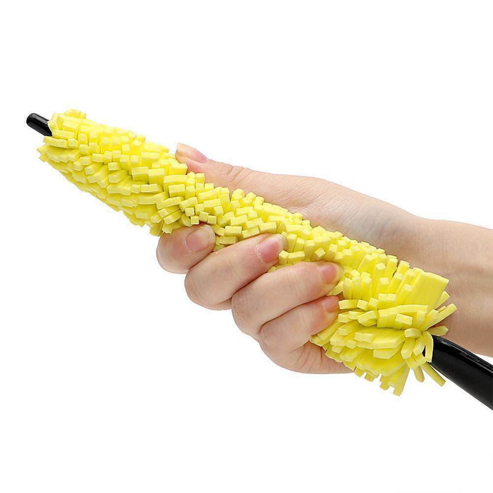 1X Yellow Sponge Car Auto Wheel Hub Brush Tire Tyre Rim Cleaner Tool Accessories