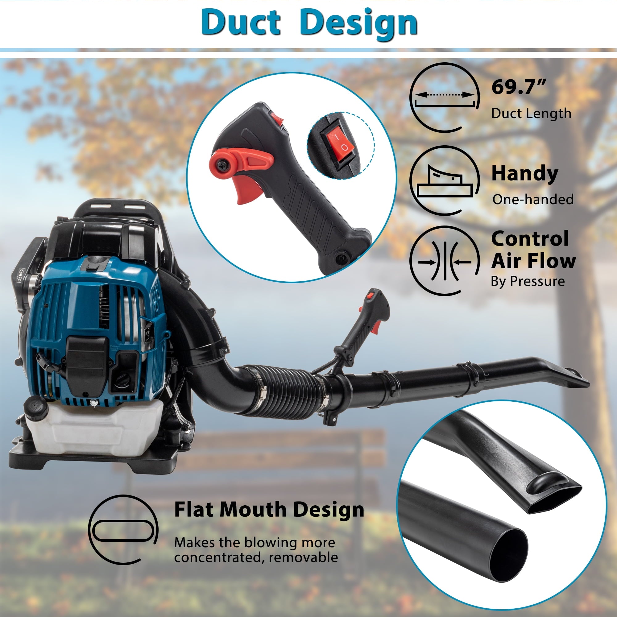 75.6CC 4 Stroke Backpack Leaf Blower,Lightweight Handheld Leaf Blower with Extention Tube,Gasoline Blower EPA Compliant