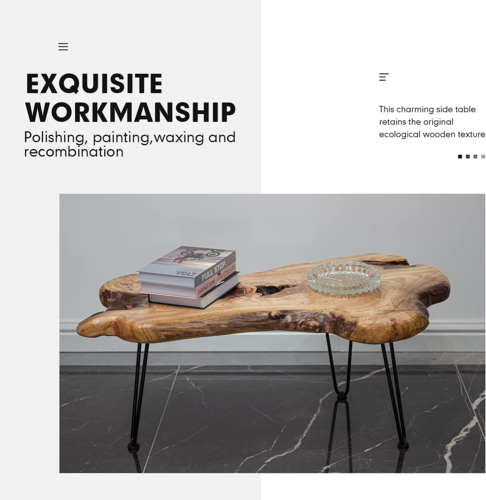 Live Edge Coffee Table, Natural Living Room Coffee Table with Clear Lacquer Fini