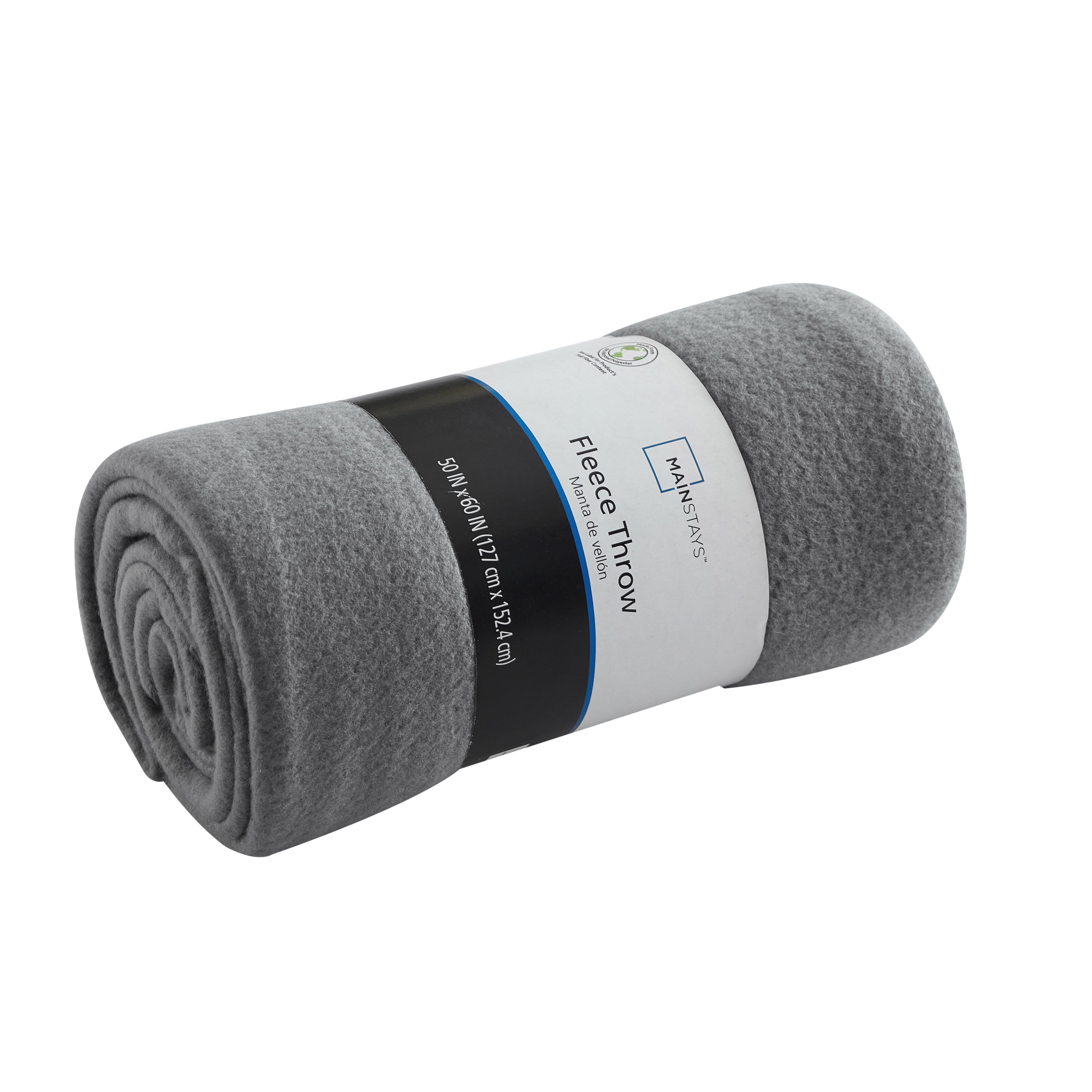 Mainstays Gray Flannel Fleece Throw Blanket, Standard Throw