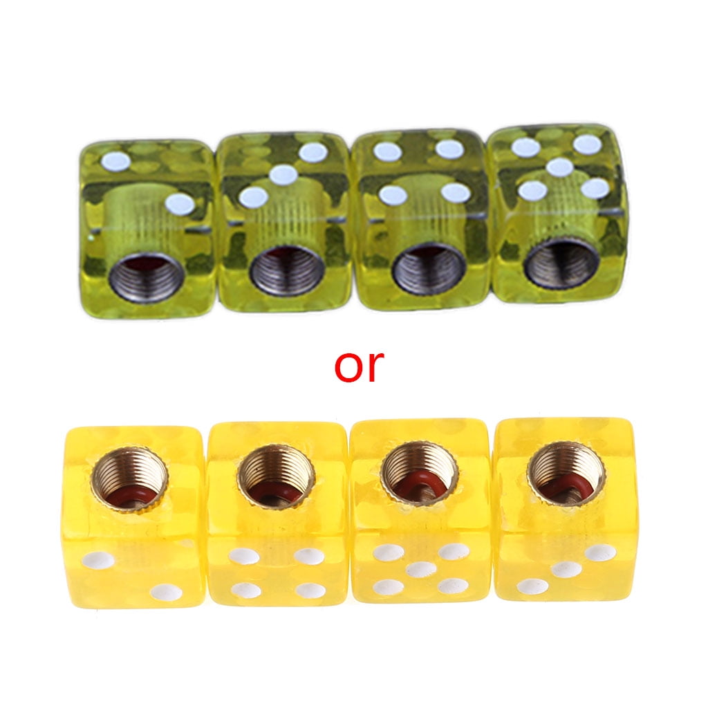 4pcs Dice Shape Car Truck Wheel Tire Air Valve Stem Cover Dust Cap