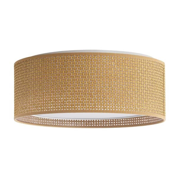 15.7 in. 3-Light Drum Flush Mount, Sepia Finish