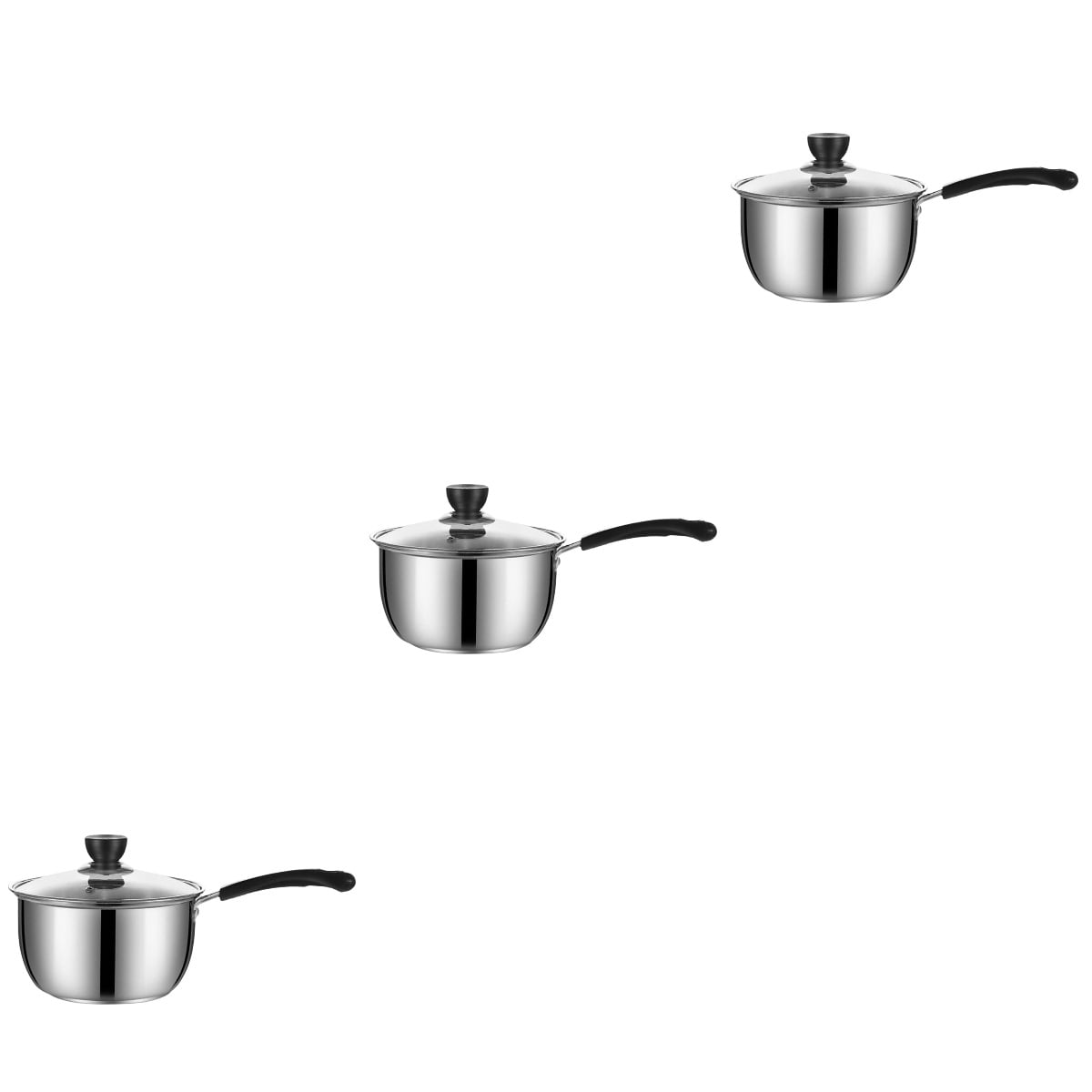 Homemaxs 3pcs Multi-function Milk Pot Non-stick Saucepan Covered Cooking Pot Stovetop Milk Pot Food Heating Pot