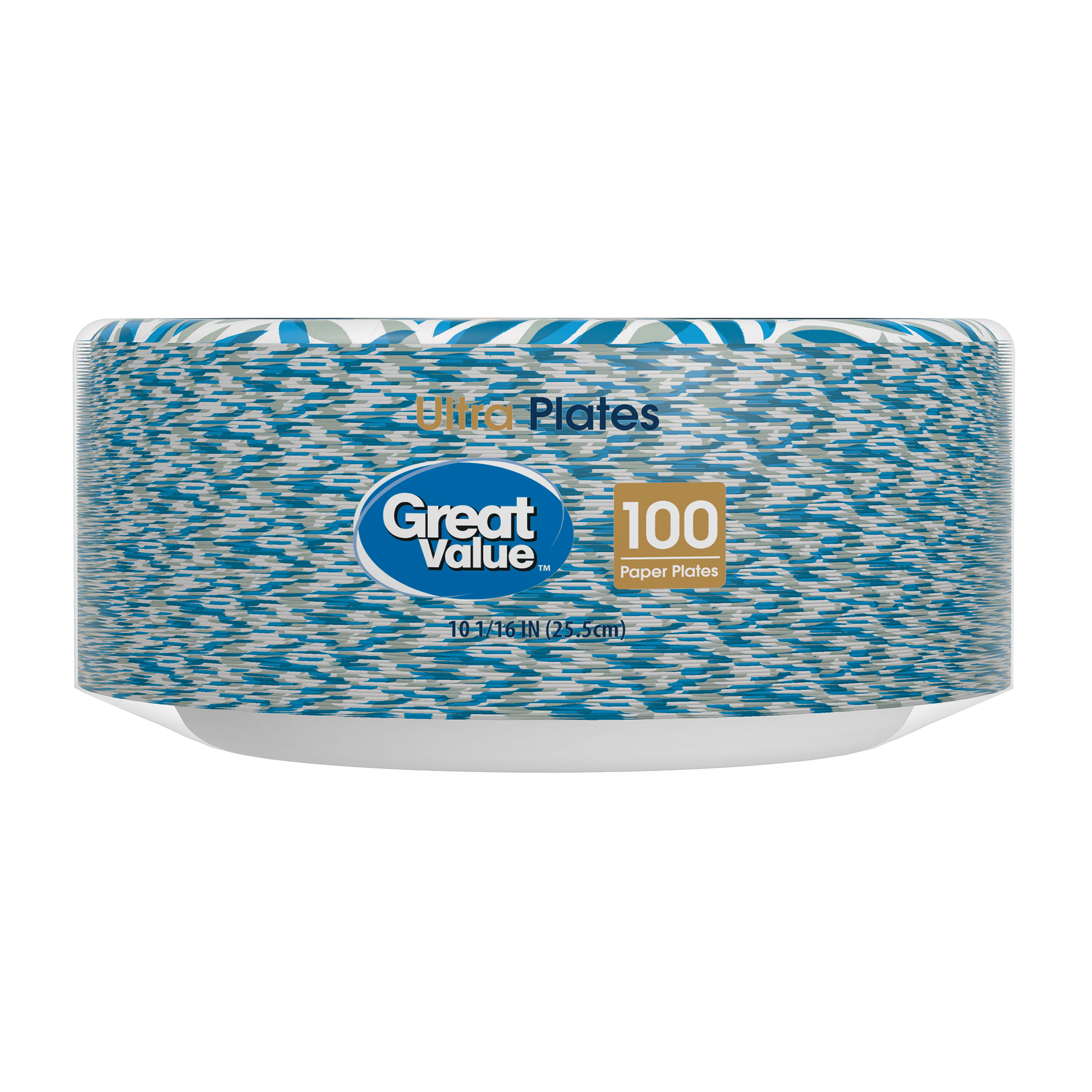 Great Value Ultra Disposable Paper Dinner Plates, White, 10 inch, 100 Plates, Patterned