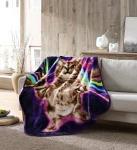 Wild Frontier Galactic Cat Throw Blanket, Purple, Standard Throw