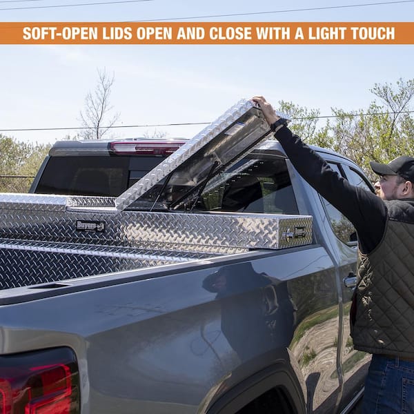 18 in. x 20 in. x 71 in. Diamond Tread Aluminum Gull Wing Top Mount Truck Tool Box