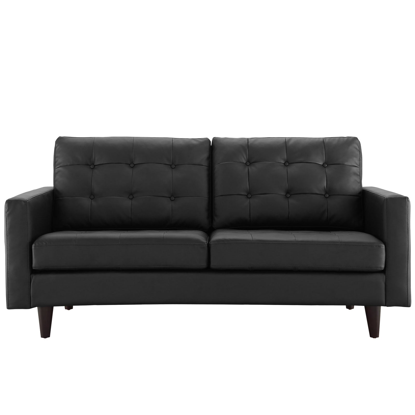 Modway Empress Bonded Leather Loveseat in Black