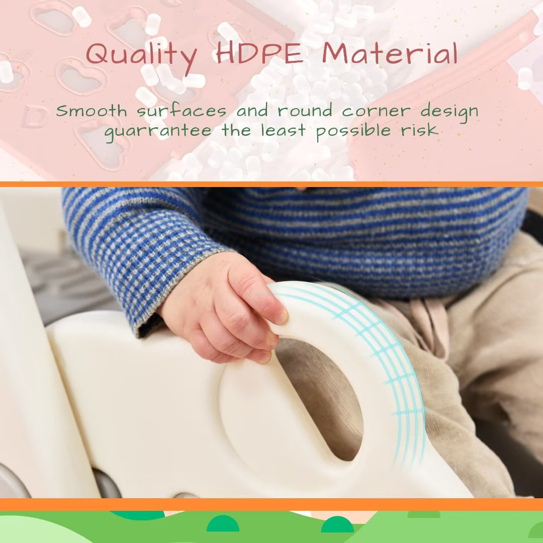 Climbing Toys for Toddlers 1-3, 5 in 1 Toddler Climber Basketball Hoop Set, Kids Playground Climber Playset with Tunnel,Climber,Whiteboard,Toy Building Block Baseplates,Combination for Babies,Pink