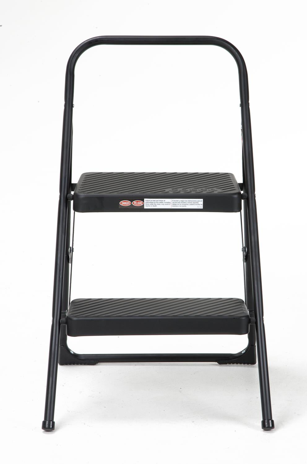 COSCO 2-Step Household Folding Steel Step Stool, All Black, 7ft 11in Reach Height